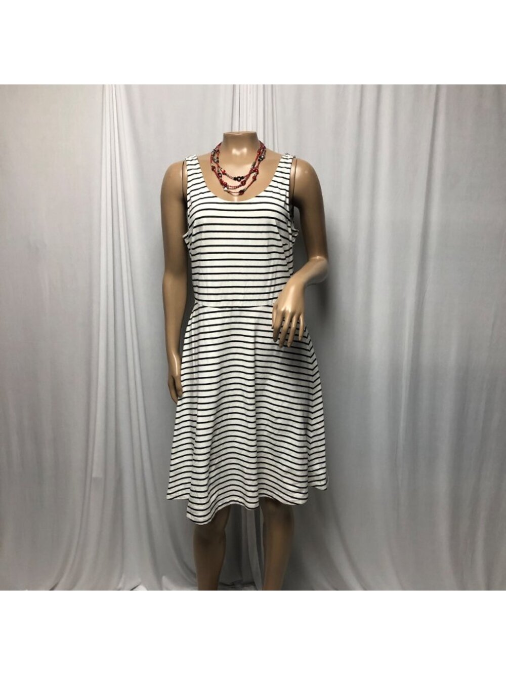 Old Navy Womens Striped Sleeveless A-Line Dress Size Medium Black White Casual